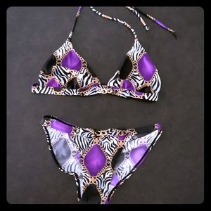 🆕 Purple Gold  w/ chains 2 piece Bikini gift